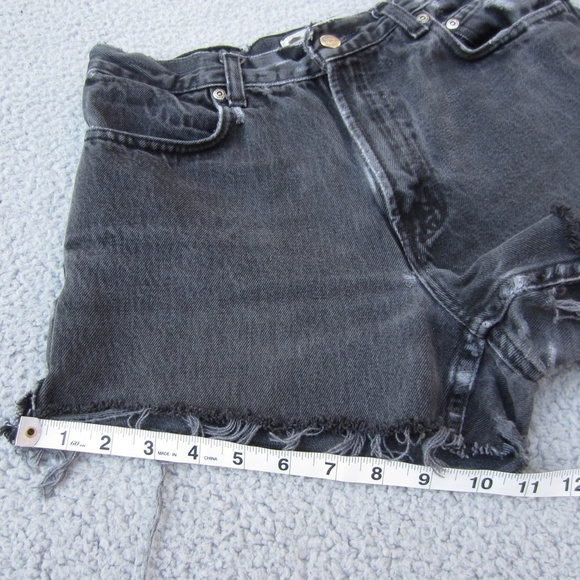 Harley-Davidson Jean Shorts womens W 29  x L 13 Black Distressed Y2K Thrashed - Picture 11 of 16